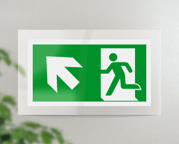 SEPE715105FR - targa PLexi monof.uscita di emergenza sn alto fiss.inv EN ISO 7010