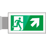 SEPE715106BR - targa PLexiglass bifacc.uscita di emergenza ds alto EN ISO 7010 E002
