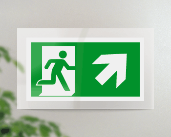 SEPE715106FR - targa PLexi monof.uscita di emergenza ds alto fiss.inv EN ISO 7010