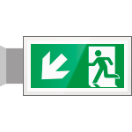 SEPE715107BR - targa PLexiglass bifacc. uscita emergenza sn basso EN ISO 7010 E001