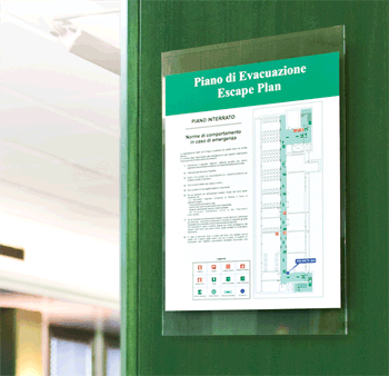 SEPPF - segnale in plexiglass PLEXI per planimetrie A3 fissaggio invisibile