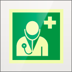 SEPSE15118FW - targa Plexi monofacc. Personale medico fiss.invisib. EN ISO 7010