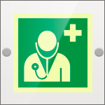 SEPSE15118W - targa Plexi monofacc. Personale medico EN ISO 7010 E009