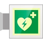 SEPSE15156BW - targa Plexi bifacciale  Defibrillatore EN ISO 7010 E010