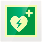 SEPSE15156FW - targa Plexi monofacc. Defibrillatore fiss.invisib.EN ISO 7010 E010