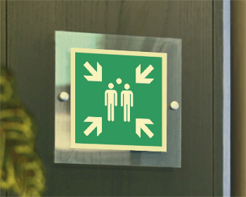 SEPSE15180W - targa Plexi monofacciale  Punto raccolta EN ISO 7010 E007