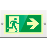 SEPSE715102R - targa PLexi mono  uscita emergenza ds fissaggio a vite EN ISO 7010