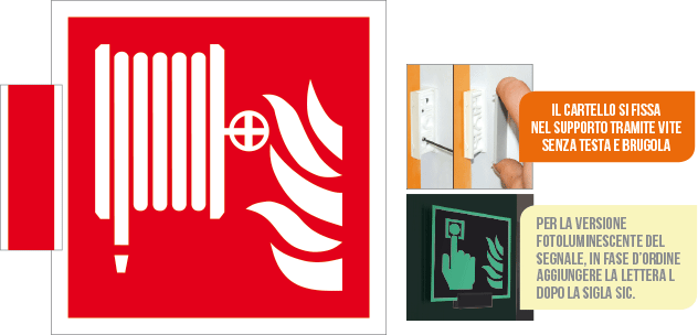 SICE15115BG - sistema COLORFIX ROSSO bifacciale Lancia Antincendio EN ISO 7010