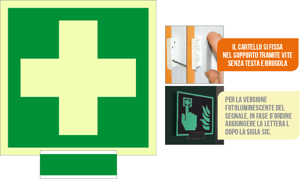 SICLE15101A - sistema COLORFIX VERDE monofacciale luminescente P.Soccorso ISO 7010