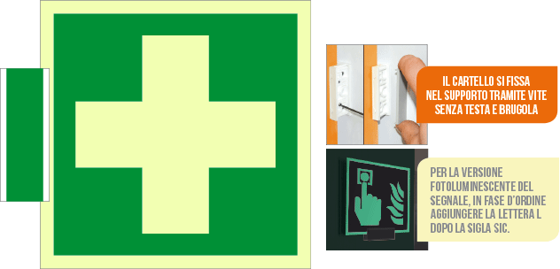 SICLE15101BA - sistema COLORFIX VERDE bifacc. luminescente Pronto soccorso ISO 7010