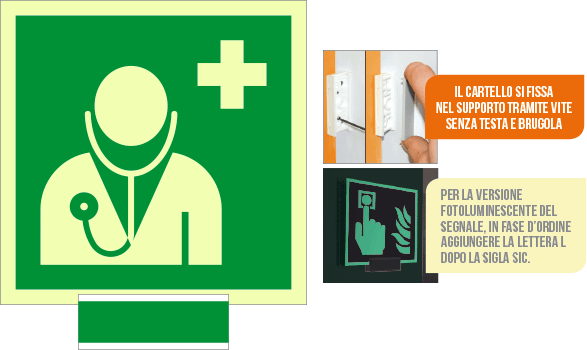 SICLE15118A - sistema COLORFIX VERDE monofacc.luminescente Pers.Medico EN ISO 7010