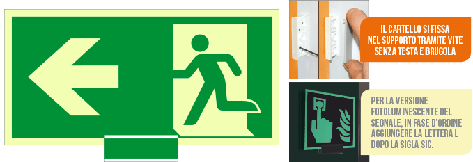 SICLE715101M - sistema COLORFIX VERDE monofacciale luminescente Usc.Emerg.sx ISO 7010