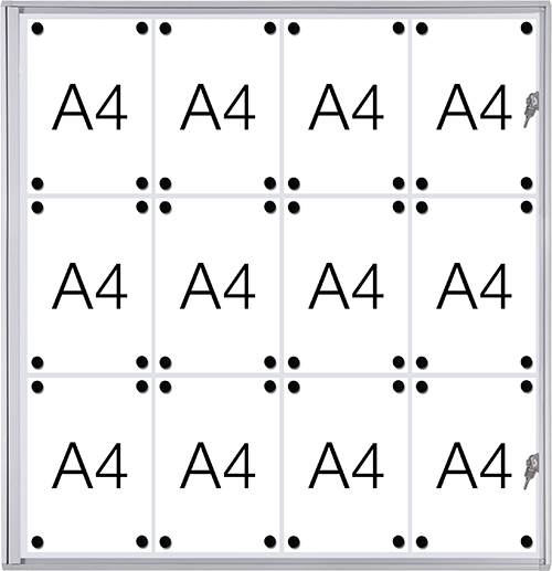 SMBT312 - Bacheca per interni retro in lamiera magnetica per 12 fogli A4