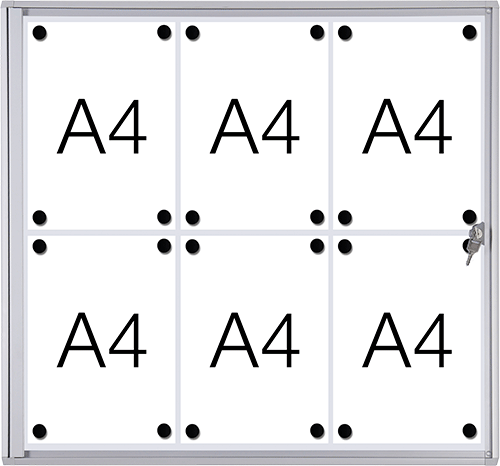 SMBT36 - Bacheca per interni retro in lamiera magnetica per 6 fogli A4