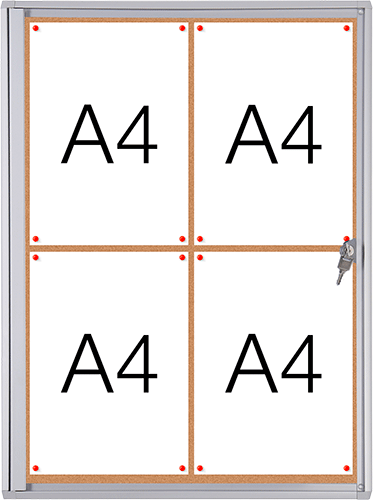 SMBT44 - Bacheca per interni retro in sughero per 4 fogli A4