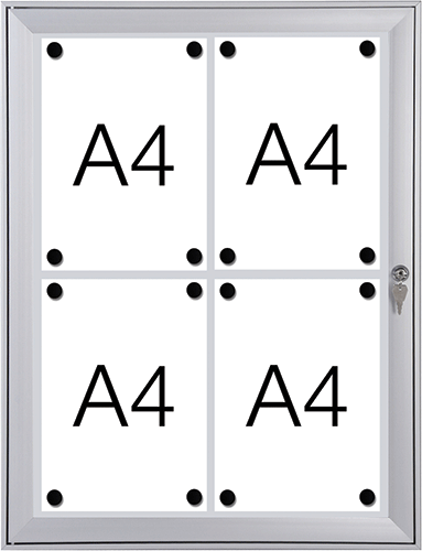 SMBT54 - bacheca per esterni retro lamiera apertura a libro per 4 fogli A4