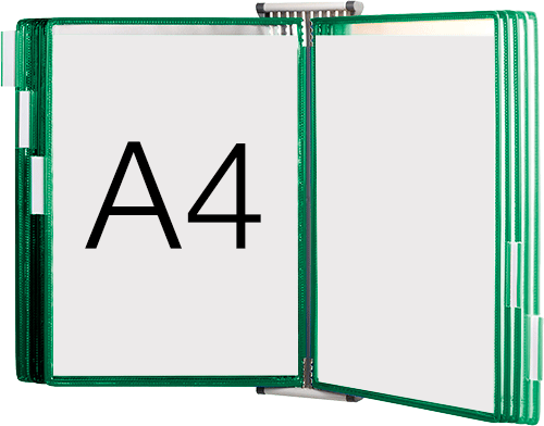 SMCA410G - leggio da muro con 10 buste formato A4 colore VERDE