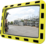 SP042 - specchio industriale rettangolare cornice giallo/nera cm 100x80