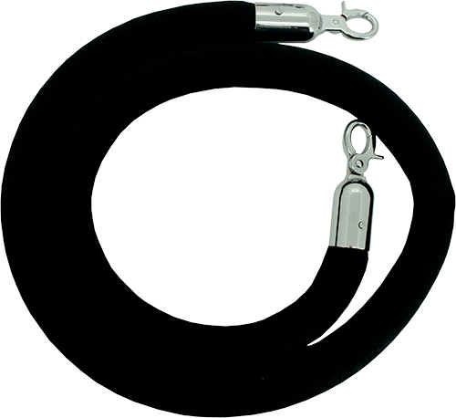 TDVC160 - cordone liscio in velluto nero con gancio cromo x colonnine cromo