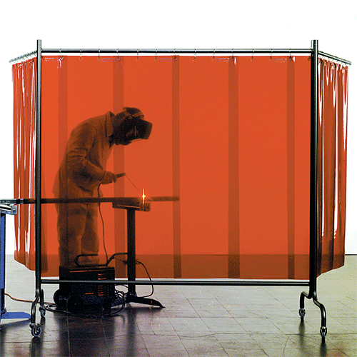 TLK244 - Schermo 3 ante con tende a strisce col.rosso spessore mm.0,4