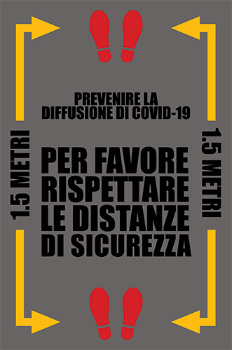 TPJ4609 - Tappeto "Rispetta la distanza" colore grigio e scritte nere