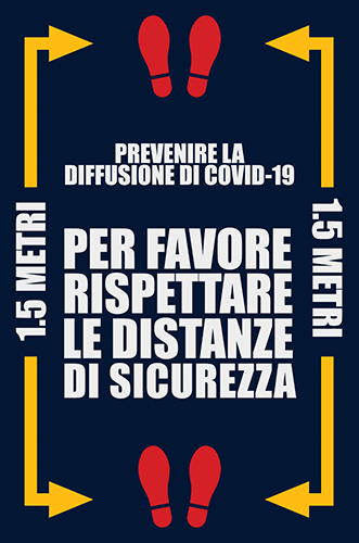 TPJ4615 - Tappeto "Rispetta la distanza" colore blu scritte bianche