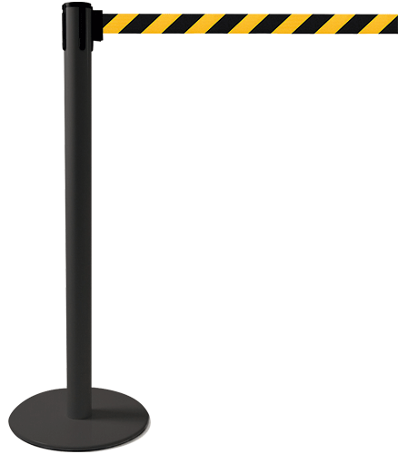 TSP202NY - colonnina SAFE IN modello PLUS nera opaca con nastro GIALLO/NERO