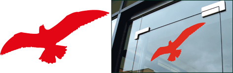 VEU300R - sagoma di volatile anticollisione colore ROSSO larghezza mm 300