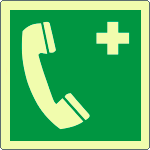 [EL15116WS] EL15116WS - Etichetta fotoluminescente telefono di emergenza EN ISO 7010