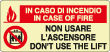 [EL16135WS] EL16135WS - Adesivo luminescente non usare ascensore in caso..EN ISO 7010 bilingua