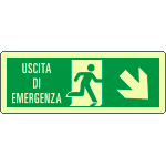 [EL720108KP] EL720108KP - Cartello fotoluminescente uscita emergenza basso destra EN ISO 7010
