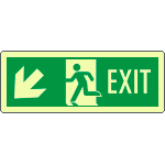 [EL720207XP] EL720207XP - Cartello luminescente DIN Exit freccia basso sx EN ISO 7010