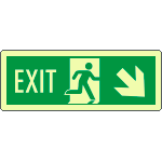 [EL720208WP] EL720208WP - Cartello luminescente DIN Exit freccia basso dx EN ISO 7010