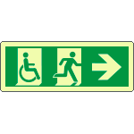 [EL720502XP] EL720502XP - Cartello uscita di emergenza disabili freccia a destra lum. ENISO7010
