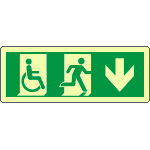 [EL720504XP] EL720504XP - Cartello uscita di emergenza disabili freccia indietro lum.EN ISO 7010