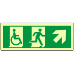 [EL720506WP] EL720506WP - Cartello uscita emergenza disabili freccia in alto a dx.lum.ENISO7010