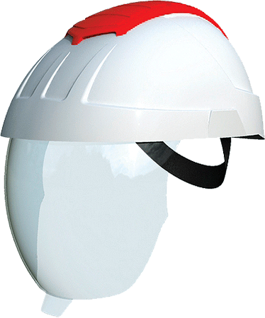 [ELE42WR] ELE42WR - elmetto bianco-rosso per elettricisti con visiera integrata
