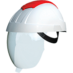 [ELE42WR] ELE42WR - elmetto bianco-rosso per elettricisti con visiera integrata