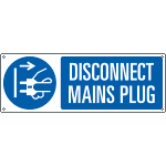 [EYE199101K] EYE199101K - sign hazard DISCONNECT MAINS PLUG EN ISO 7010 M006