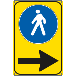 [FCR5648Z] FCR5648Z - Cartello fondo giallo direzione PEDONI a destra