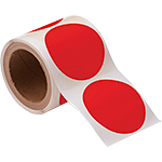 [NBC100R] NBC100R - rotolo da 300 cerchi adesivi col.ROSSO  diametro mm 100 spess.mm 0,20