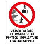 [PO5020] PO5020 - cartello in Polionda Vietato passare e fermarsi sotto ponteggi.....