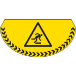 [PP708] PP708 - bollo mezzaluna fondo giallo pericolo ostacolo in basso