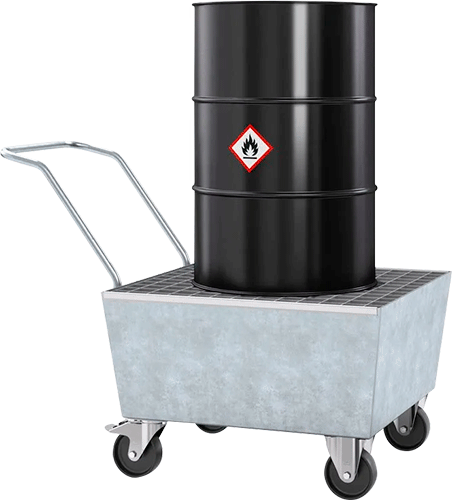 [PSA311] PSA311 - vasca mobile in acciaio zincato capacita' 1 fusto da 200 lt