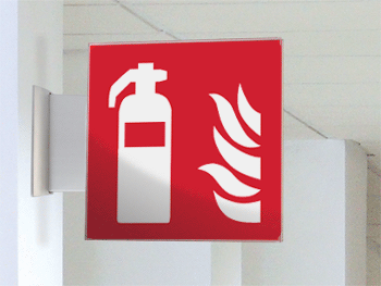 [SECET11BB] SECET11BB - segnale vetro CRYSTAL bifacciale Estintore EN ISO 7010