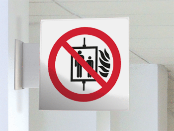 [SECET18BA] SECET18BA - segnale vetro CRYSTAL bifacciale non usare ascensore EN ISO 7010