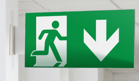 [SECET23BC] SECET23BC - segnale vetro CRYSTAL bifacc.uscita emergenza basso EN 7010 E002