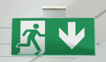 [SECET23SD] SECET23SD - segnale vetro CRYSTAL sospesa uscita emergenza basso EN 7010 E002