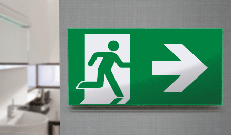 [SECET24C] SECET24C - segnale vetro CRYSTAL monofacc.uscita emergenza dx EN 7010 E002