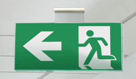 [SECET25SD] SECET25SD - segnale vetro CRYSTAL sospesa uscita emergenza sx EN 7010 E001